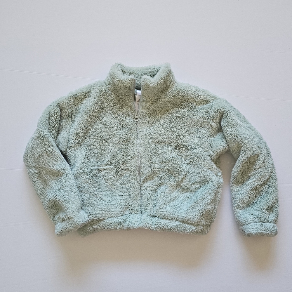Z by Zella zip faux fur sweater jacket Girls 5 - Picture 3 of 4